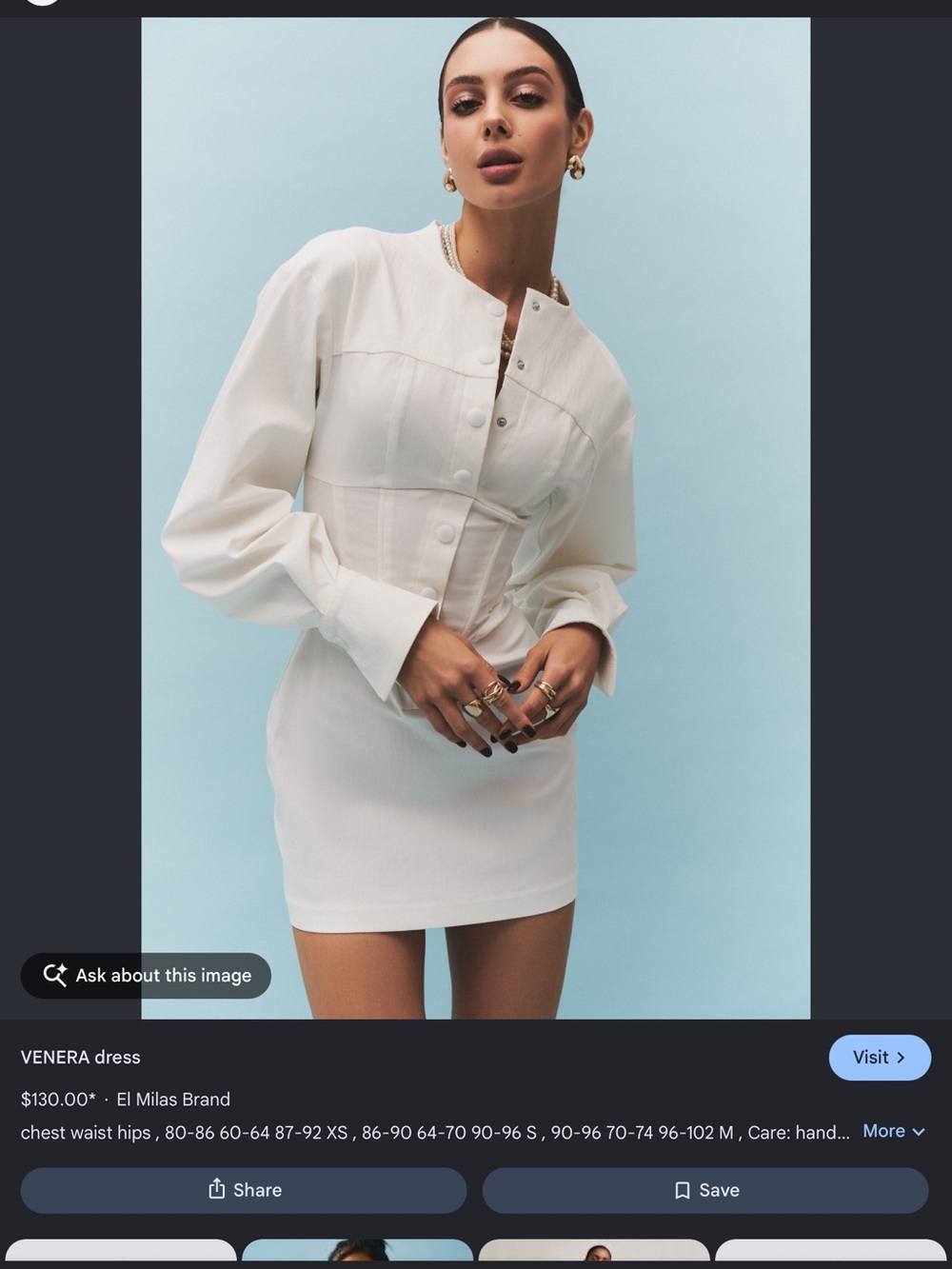 Zara White Corset Mini Dress, Long Sleeve